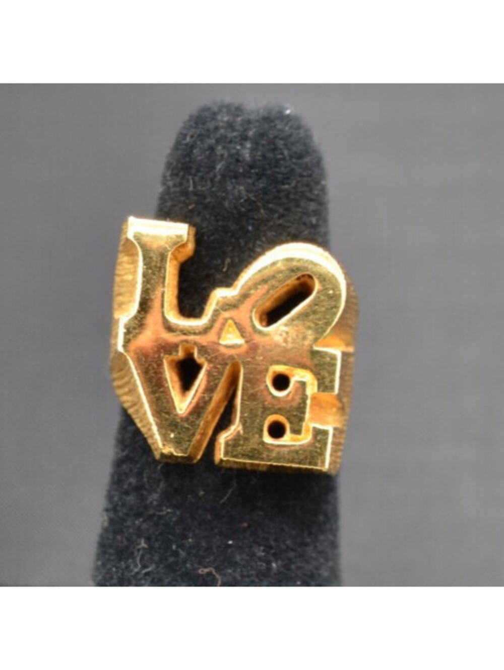 Vintage Robert Indiana LOVE Ring Gold Tone Pop Art Size 5.5